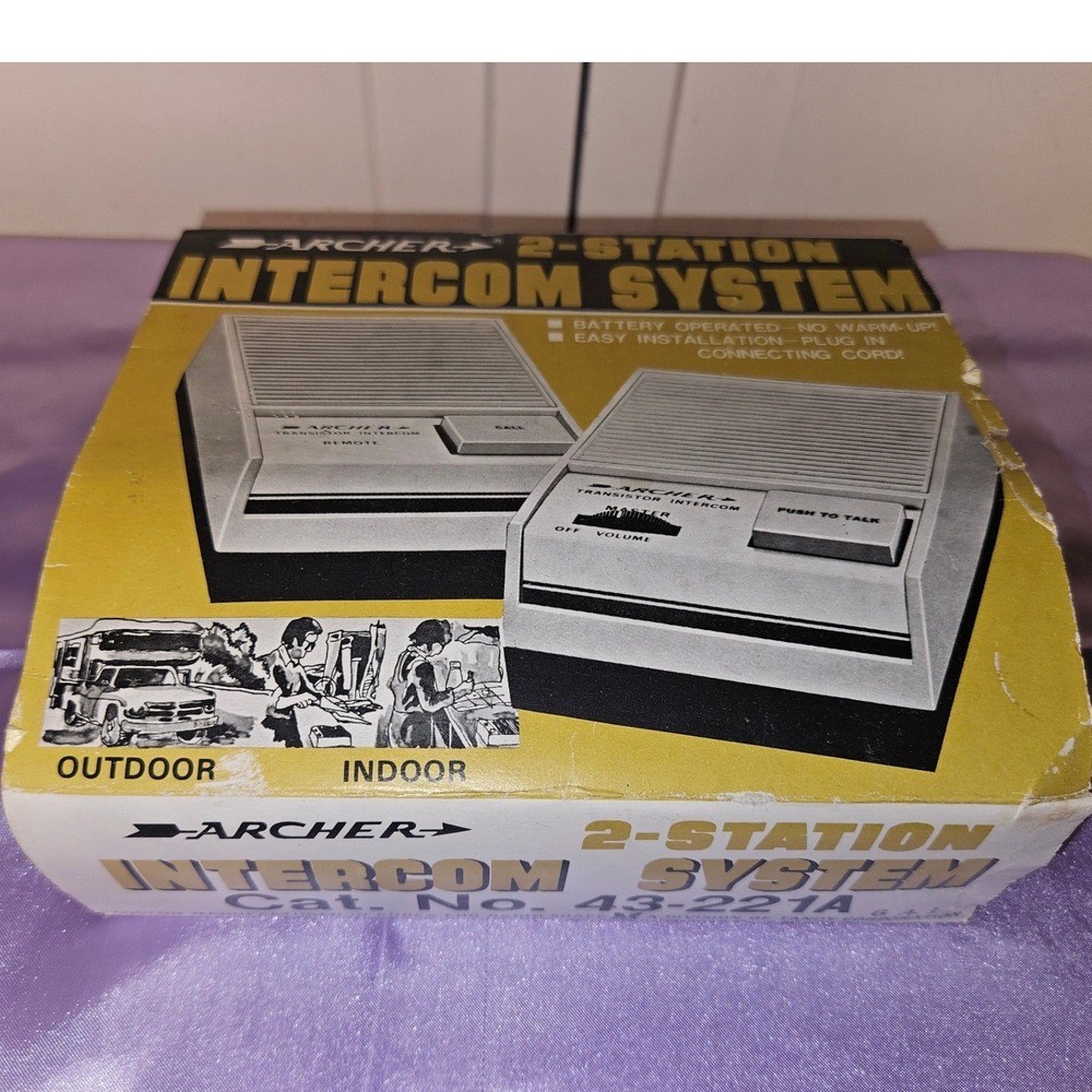 Vintage Archer 2-Station Intercom System Radio Shack 43-221A Boxed Transistor